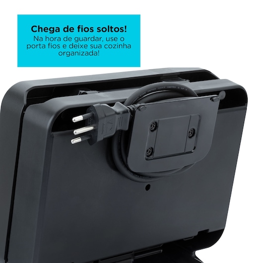 Black+Decker appliance with cord neatly wrapped on built-in storage at the back.