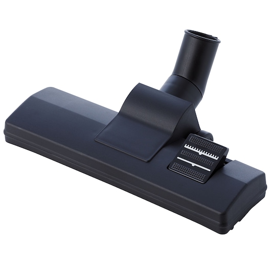 A black vacuum cleaner floor nozzle with an adjustable switch for different surfaces, photographed against a white background.