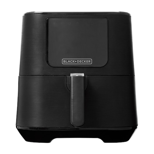 BLACK+DECKER ADF7Q black air fryer front view on white background.
