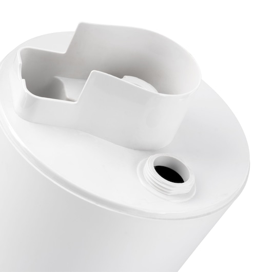 BLACKDECKER AIR2000N white plastic humidifier tank cap closeup, showing threaded opening.