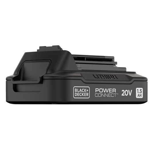 BLACK+DECKER BDL1520S lithium 20V 1.5Ah Power Connect battery, side angle on white background.
