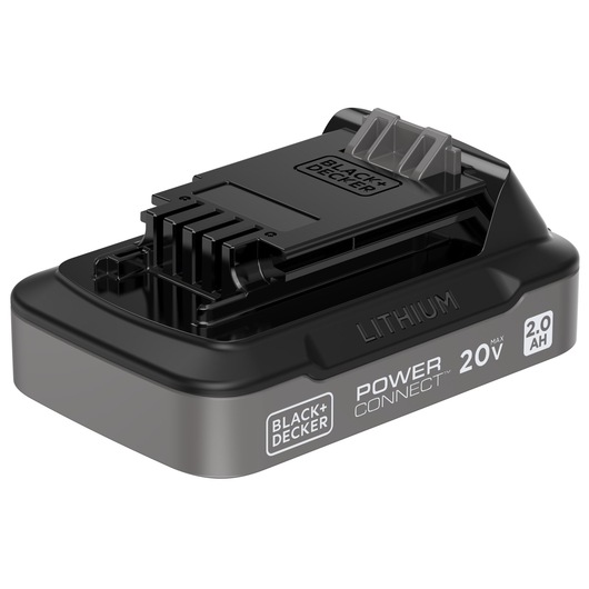 BLACK+DECKER BDL2020S lithium-ion 20V 2.0Ah battery pack, angled view on white background.