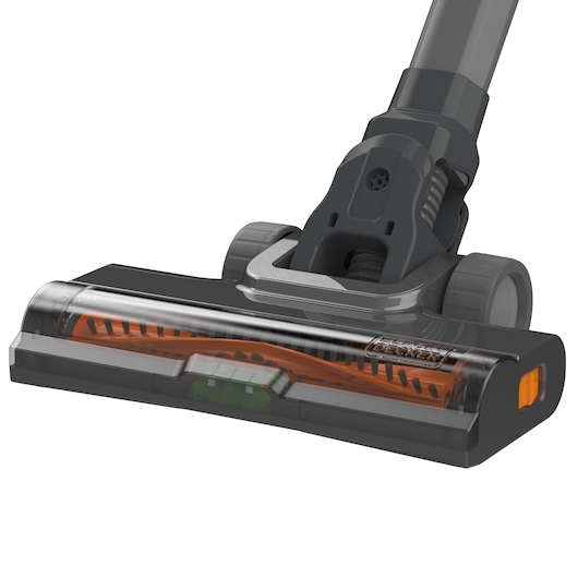 BLACKDECKER floor vacuum head with orange brush, model BHFEA18D1, close-up on white background