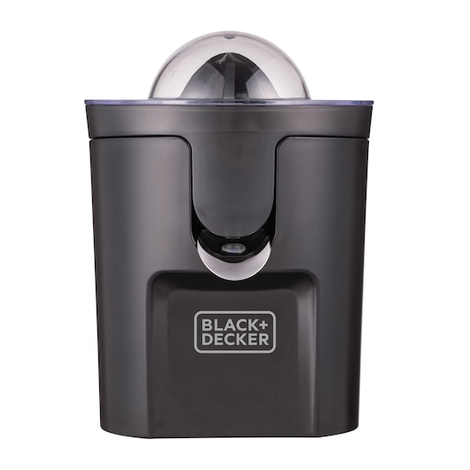 BLACK+DECKER CJ1000 black electric citrus juicer, front angle on white background.