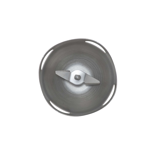 Photo of BLACKDECKER M300 stainless steel blender blade assembly, top view, on white background.