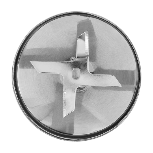BLACKDECKER MK600 blender blade assembly top view, stainless steel blades on white background.