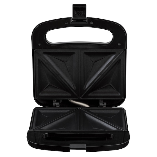 BLACKDECKER SM800 sandwich maker open on white background, showing nonstick triangular plates.