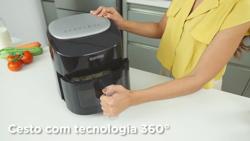 Video Video of the Airfryer from appliance category. The video shows the product being used to highlight the feature functions