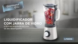 Video GOURMAND GRIS -  LIQUIDIFICADOR EM INOX COM JARRA DE VIDRO, 5 VELOCIDADES + PULSAR, SISTEMA SAFE CLICK, 700W, 220V